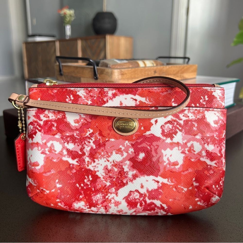 COACH Red and Pink Abstract Wristlet